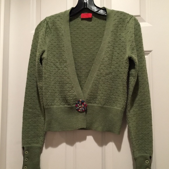 Pringle Green Wool Cardigan Sweater #086 - Picture 5 of 7